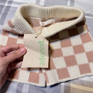 Toddler knit shorts boutique brand Cream and Dusty Pink Check Knit Shorts